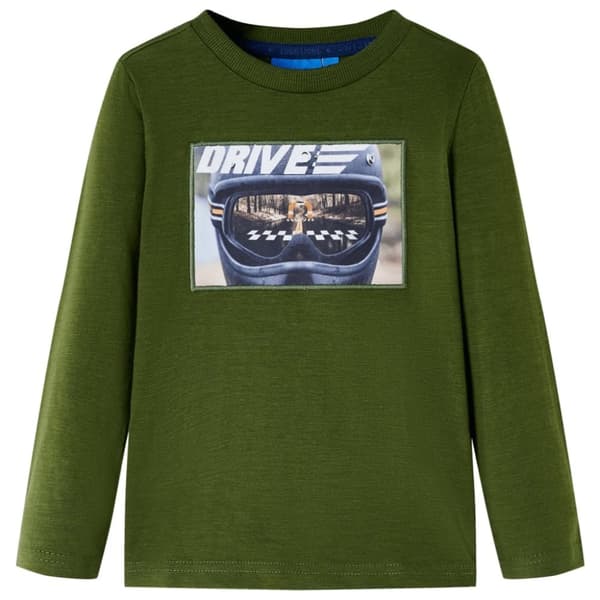vidaXL Langærmet T-shirt til børn str. 92 mørk kakifarvet