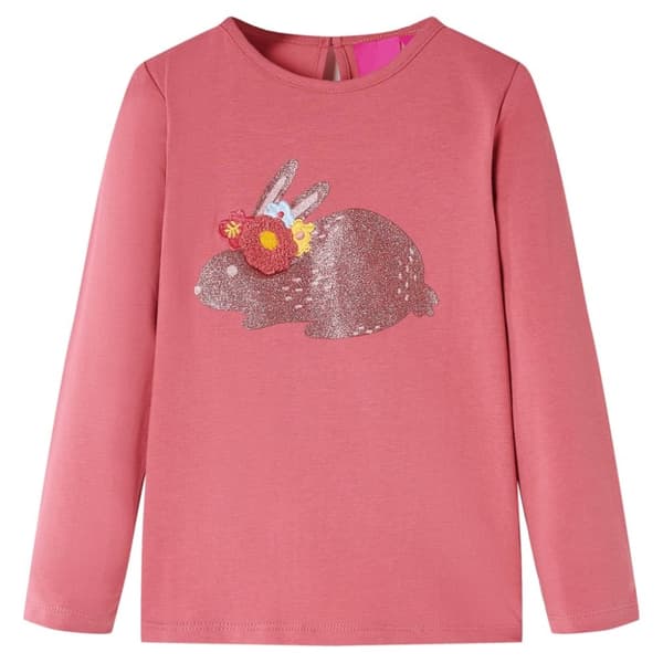vidaXL T-shirt med långa ärmar för barn gammelrosa 92