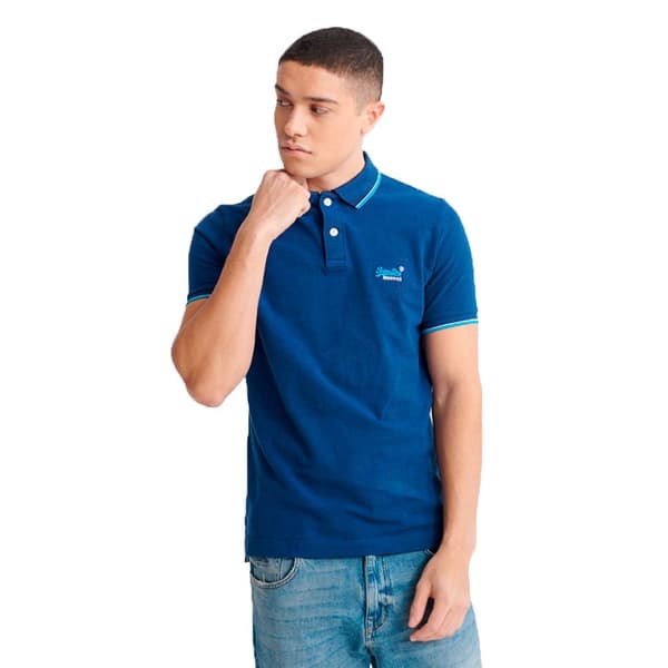 Superdry Kortærmet Poloshirt Poolside Piqué Blå S Mand