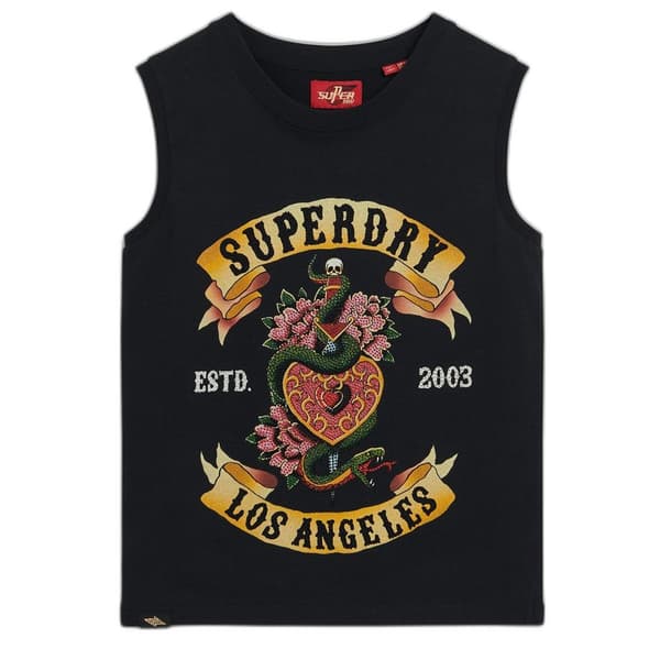 Superdry Ärmlös T-shirt Tattoo Rhinestone Tank Flerfärgad S Kvinna