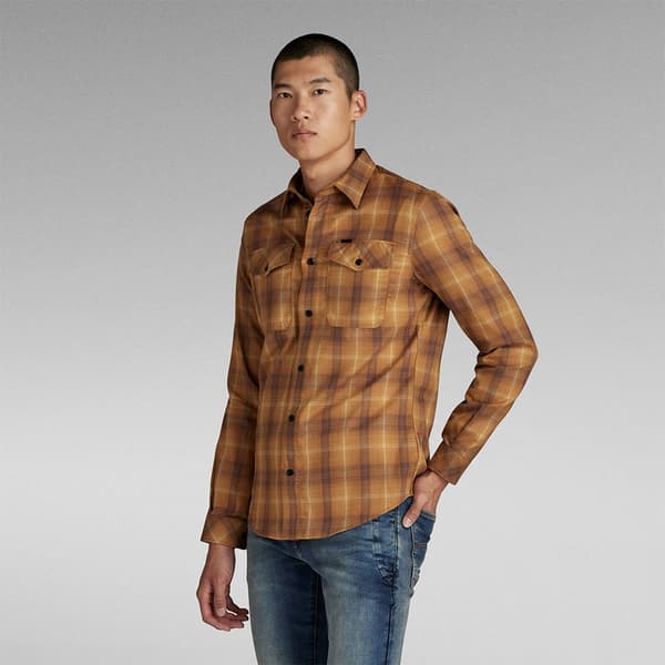 G-star Lang ærmet Skjorte Marine Slim Fit Brun XL Mand