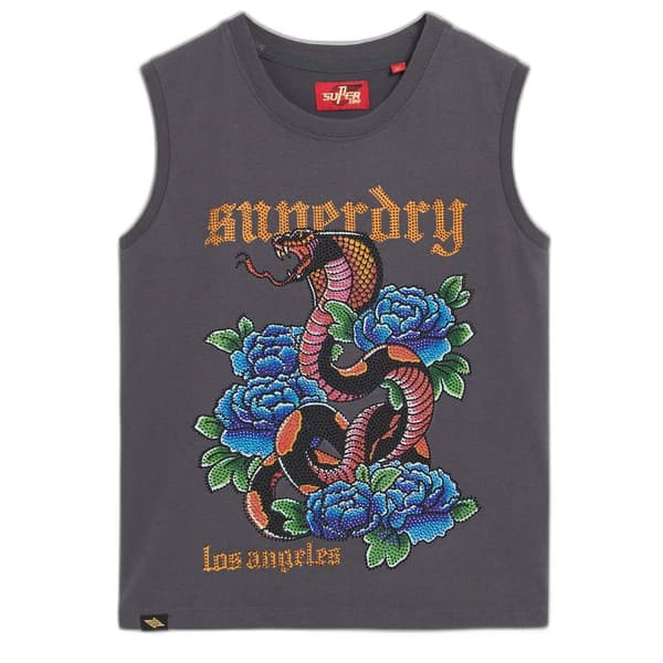 Superdry Ärmlös T-shirt Tattoo Rhinestone Tank Flerfärgad XS Kvinna