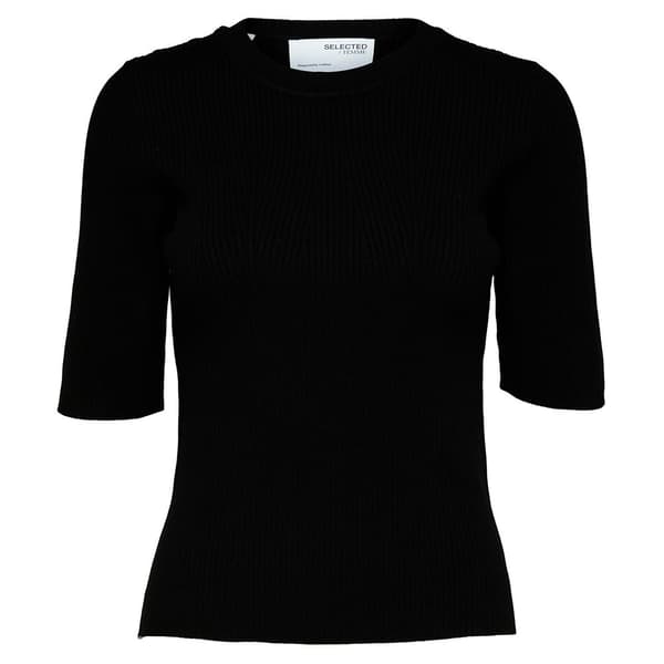 Selected Kortärmad T-shirt Mala 2/4 Svart M Kvinna