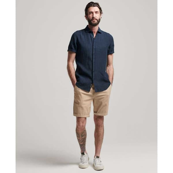 Superdry Kortärmad T-shirt Med Rund Hals Studios Casual Linen Blå M Man