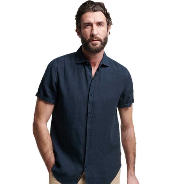 Superdry Kortärmad T-shirt Med Rund Hals Studios Casual Linen Blå M Man