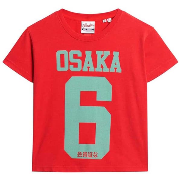 Superdry Kortärmad T-shirt Med Rund Hals Osaka 6 Kiss Print 90´s Röd XS Kvinna