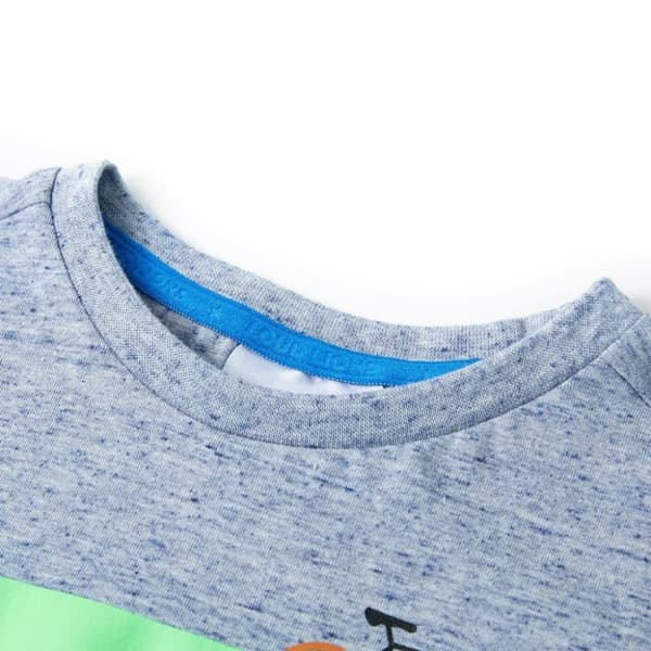 vidaXL T-shirt med korta ärmar för barn blå melange 104