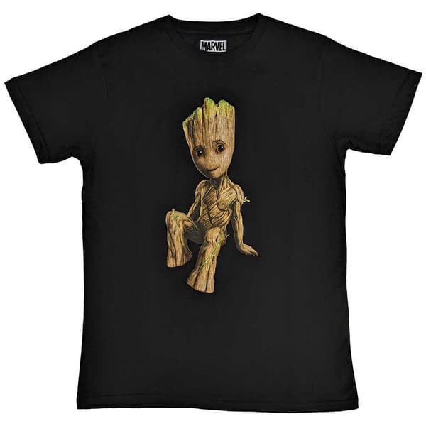 Guardians Of The Galaxy T Shirt Groot Perch Official Black