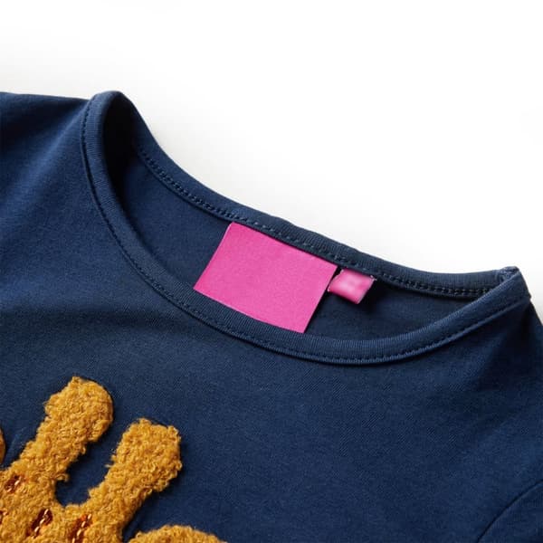 T-shirt med långa ärmar för barn marinblå 104