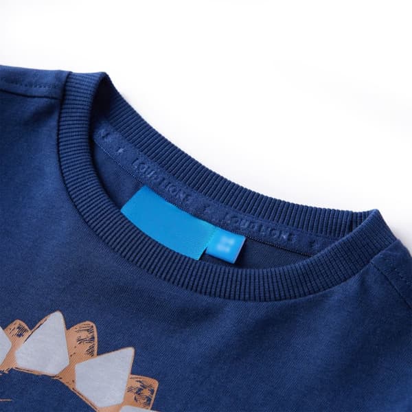T-shirt med långa ärmar för barn marinblå 116