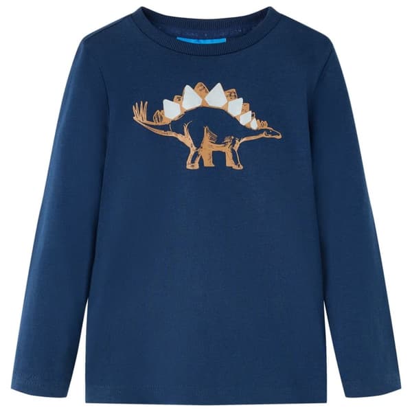 T-shirt med långa ärmar för barn marinblå 116