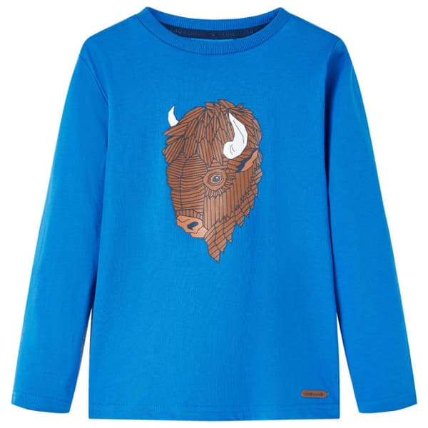 T-shirt med långa ärmar för barn koboltblå 92