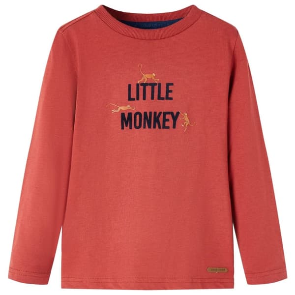 T-shirt med långa ärmar för barn ljusröd 116