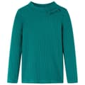 Miniatyrbillede 1 af 7: Langærmet T-shirt til børn str. 140 ribstrikket mørkegrøn