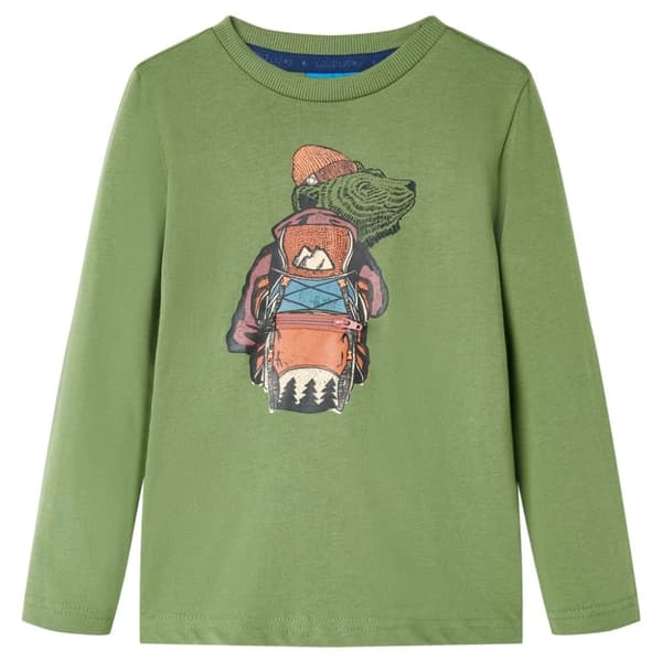 T-shirt med långa ärmar för barn ljus khaki 92