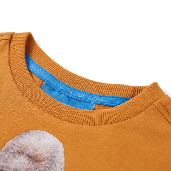 Langærmet T-shirt til børn str. 140 mørk okkergul