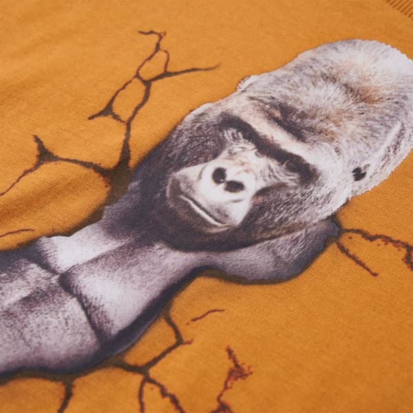 Langærmet T-shirt til børn str. 140 mørk okkergul