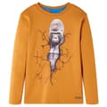 Miniatyrbillede 1 af 7: Langærmet T-shirt til børn str. 140 mørk okkergul