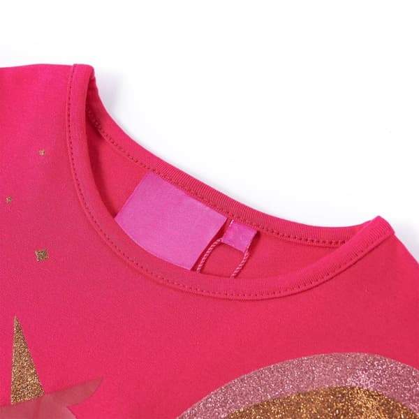 T-shirt med långa ärmar för barn stark rosa 128