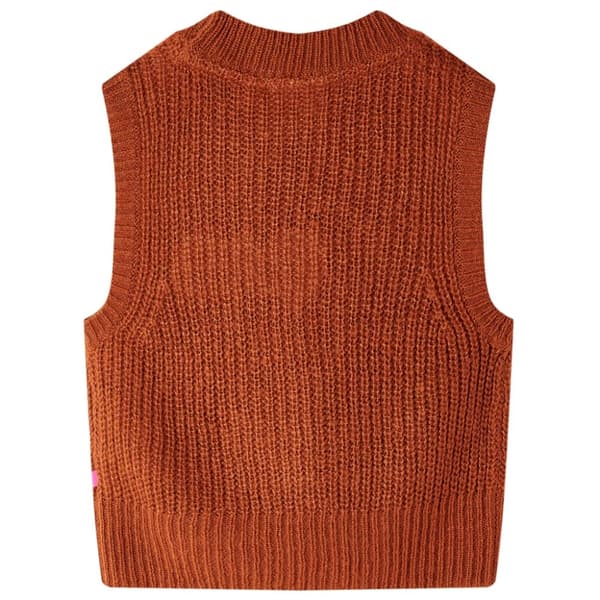 Strikket vest til børn str. 92 strikket cognacfarvet