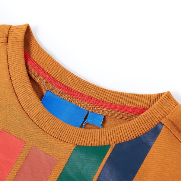 T-shirt med långa ärmar för barn mörk ockra 92