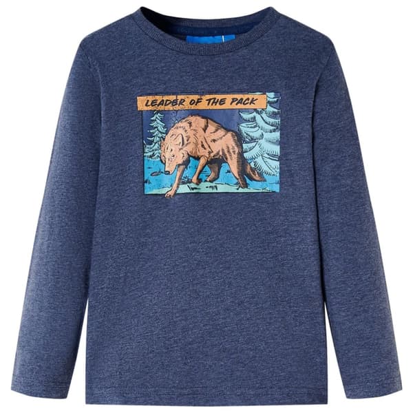 T-shirt med långa ärmar för barn blå melange 92