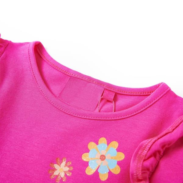 T-shirt med långa ärmar för barn mörk rosa 128