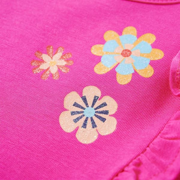 T-shirt med långa ärmar för barn mörk rosa 128
