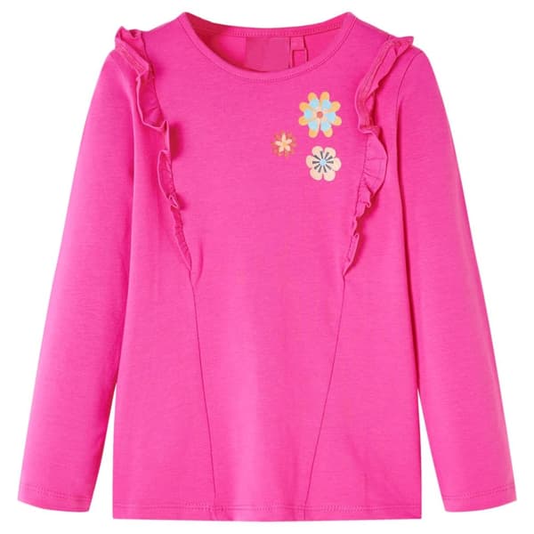 T-shirt med långa ärmar för barn mörk rosa 128
