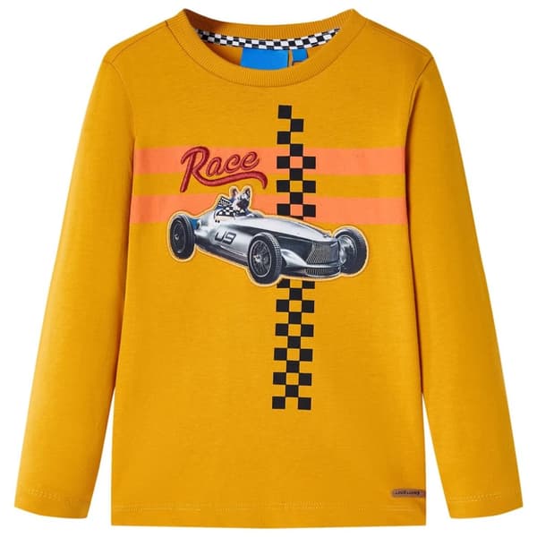 T-shirt med långa ärmar för barn ockra 140