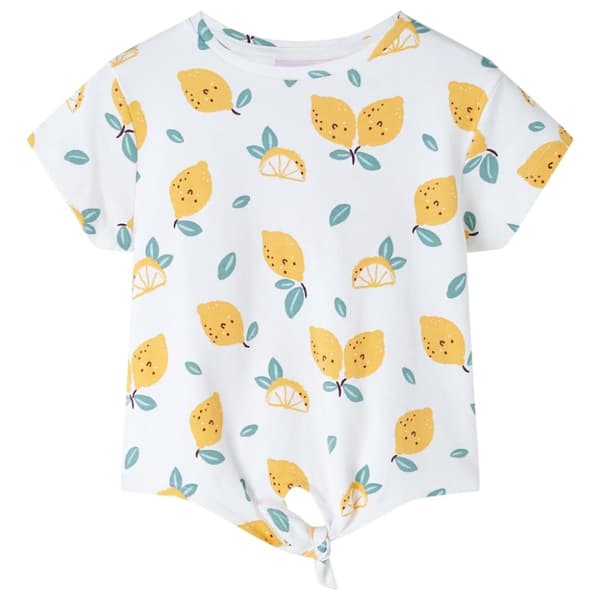 T-shirt til børn str. 104 bundet kant ecrufarvet