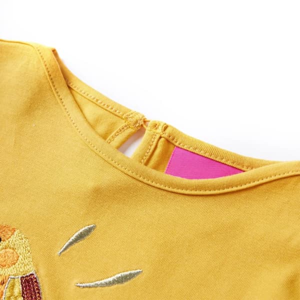 Langærmet T-shirt til børn str. 116 okkergul