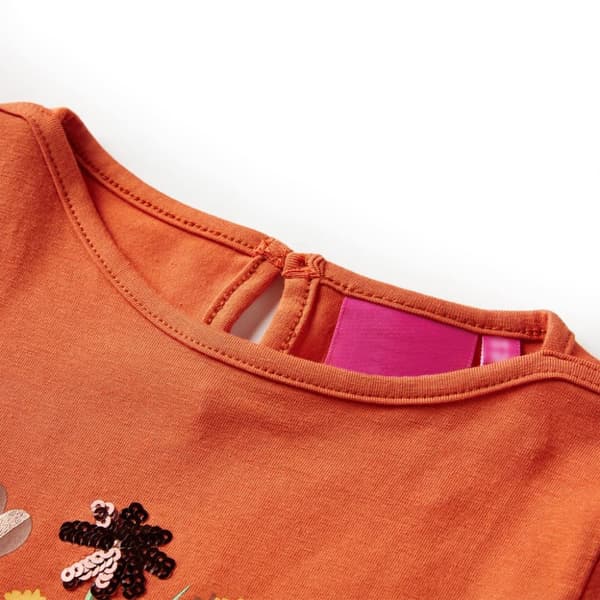 T-shirt med långa ärmar för barn stark orange 104