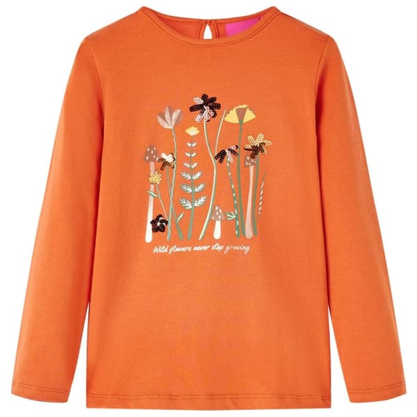 T-shirt med långa ärmar för barn stark orange 104