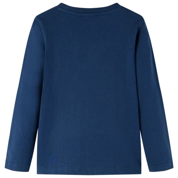 T-shirt med långa ärmar för barn marinblå 128