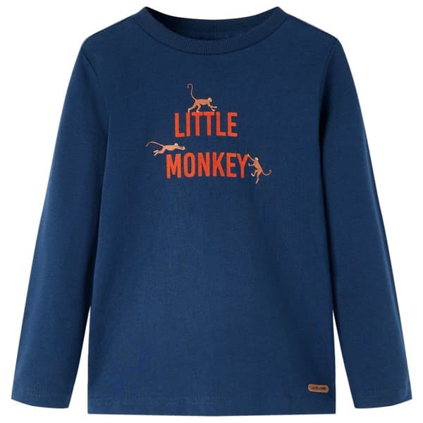 T-shirt med långa ärmar för barn marinblå 128