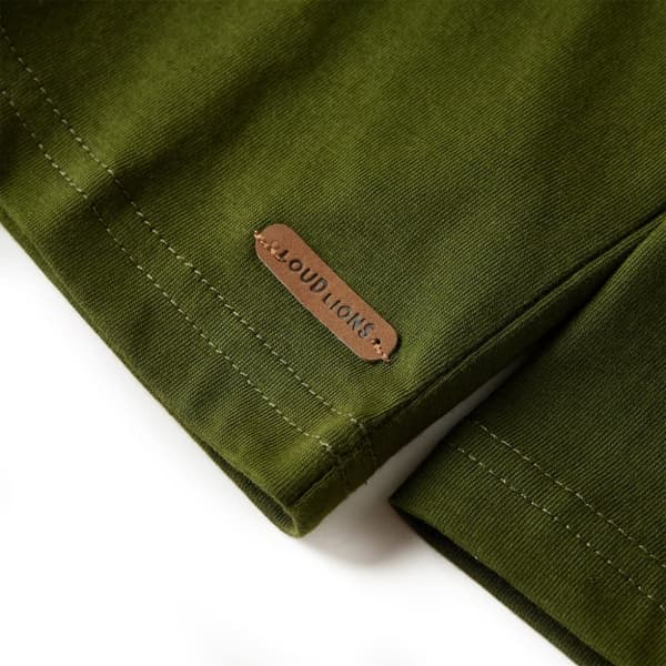 T-shirt med långa ärmar för barn mörk khaki 104