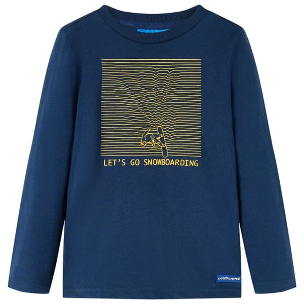 T-shirt med långa ärmar för barn marinblå 128