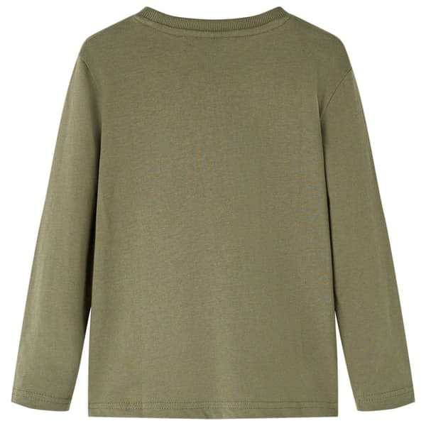 Langærmet T-shirt til børn str. 104 kakifarvet