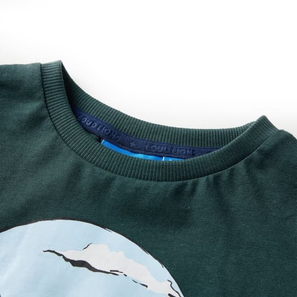 Langærmet T-shirt til børn str. 92 mørkegrøn