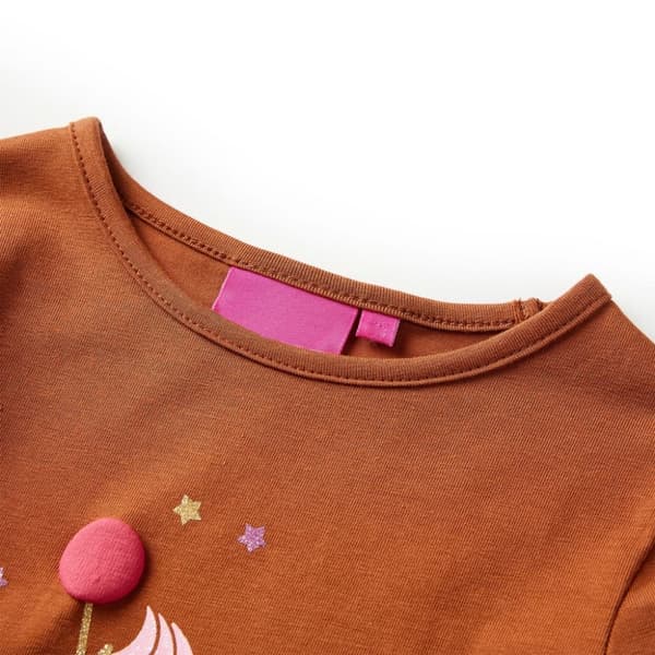 T-shirt med långa ärmar för barn konjaksbrun 128