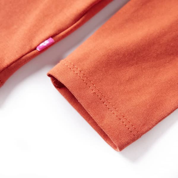 T-shirt med långa ärmar för barn stark orange 140