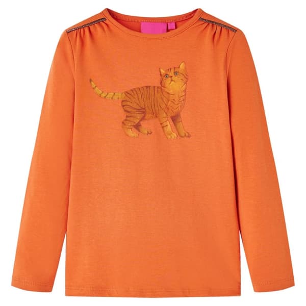 T-shirt med långa ärmar för barn stark orange 140