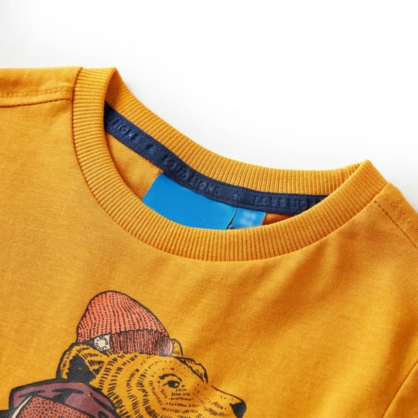 T-shirt med långa ärmar för barn ockra 116