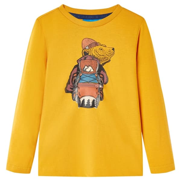 T-shirt med långa ärmar för barn ockra 116