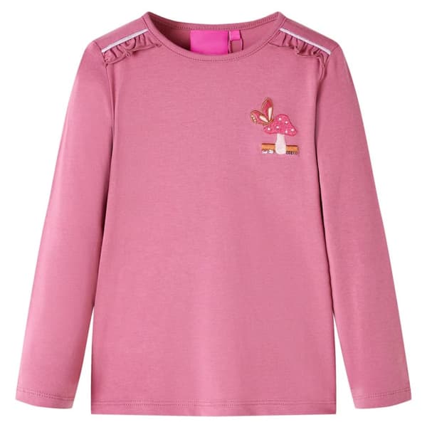 T-shirt med långa ärmar för barn hallonrosa 104