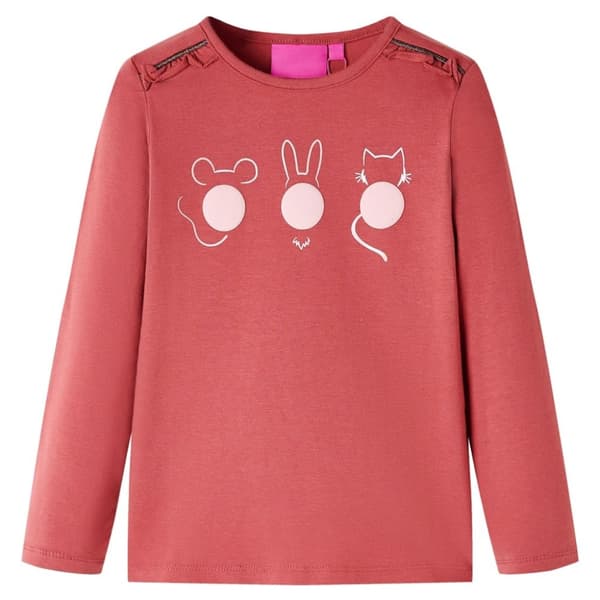 T-shirt med långa ärmar för barn ljus rosa 140