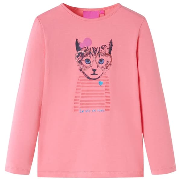 T-shirt med långa ärmar för barn rosa 128