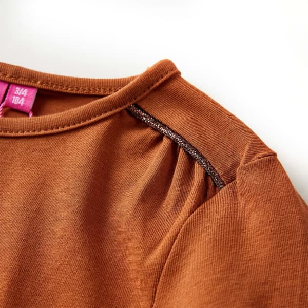T-shirt med långa ärmar för barn konjaksbrun 92