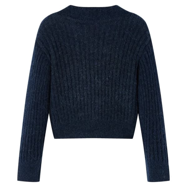 Strikket cardigan til børn str. 128 marineblå